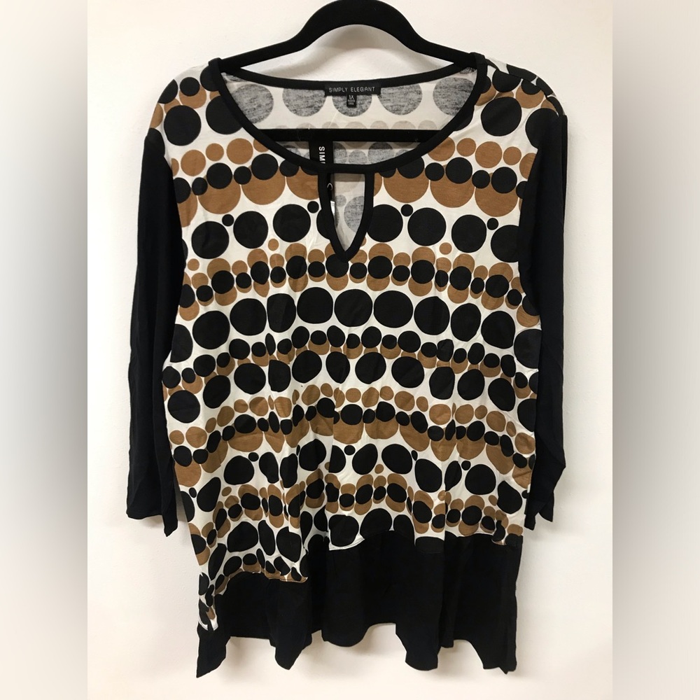 Women's Long Sleeve Round Neck Polka Long Top T Shirt Clothing Blouse Dress Top